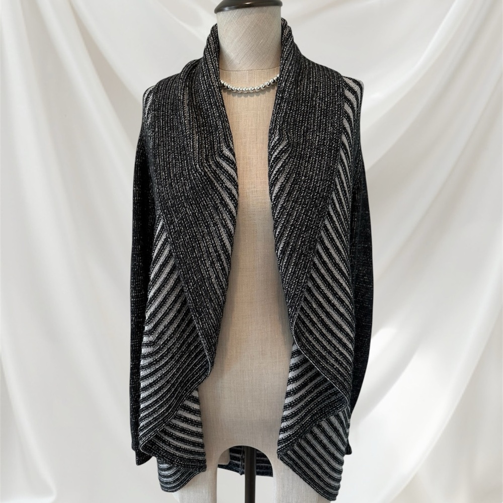Alfani Black and Gray Striped Women's Cardigan